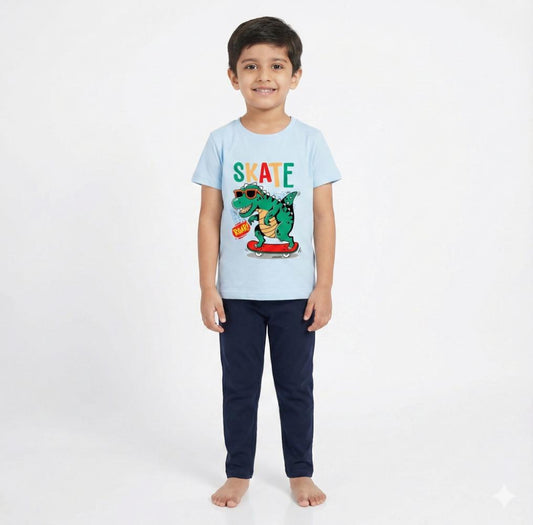 Boys Pant Set L.Blue With Skate