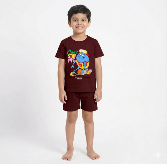 Co Ord Set Maroon with Cant Stop Me