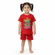 Girls Co ord set Red with Doodles