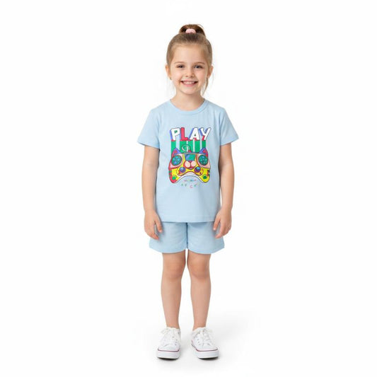 Girls Co ord set L.Blue with Play Game
