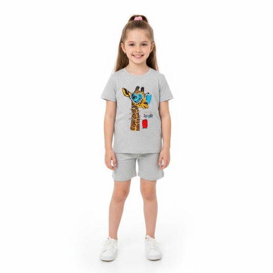 Girls Co ord set Grey with Summer
