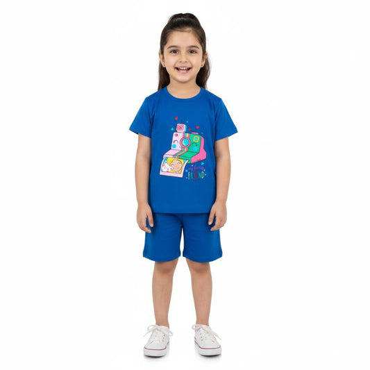 Girls Co ord set Royal Blue with Camera