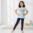 Girls Pant set L.Blue with Flowers