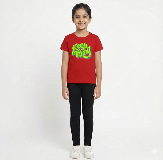 Girls Pant set Red with Keep Moving