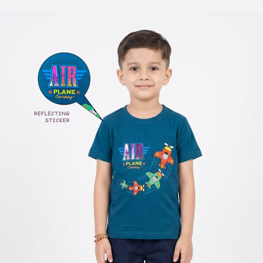 Half Sleeve T Shirt with Reflecting Sticker B.Green