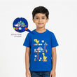 Half Sleeve T Shirt with Reflecting Sticker Royal Blue