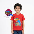 Half Sleeve T Shirt with Reflecting Sticker Red